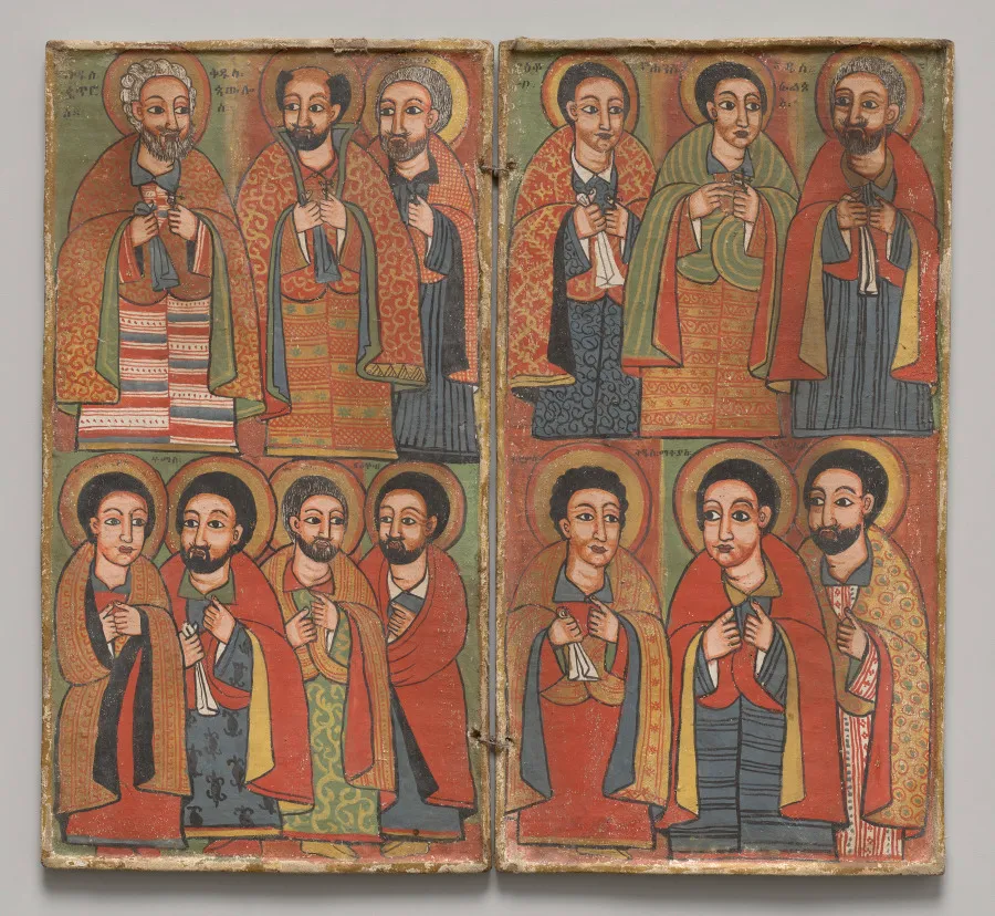 Diptych with Twelve Apostles & St. Paul, by Workshop or Circle of Wäldä Maryam
