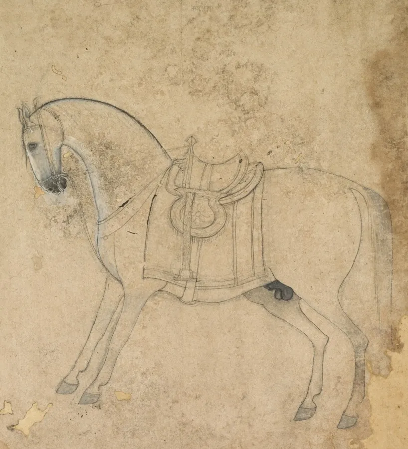 A saddled horse, by Unknown artist