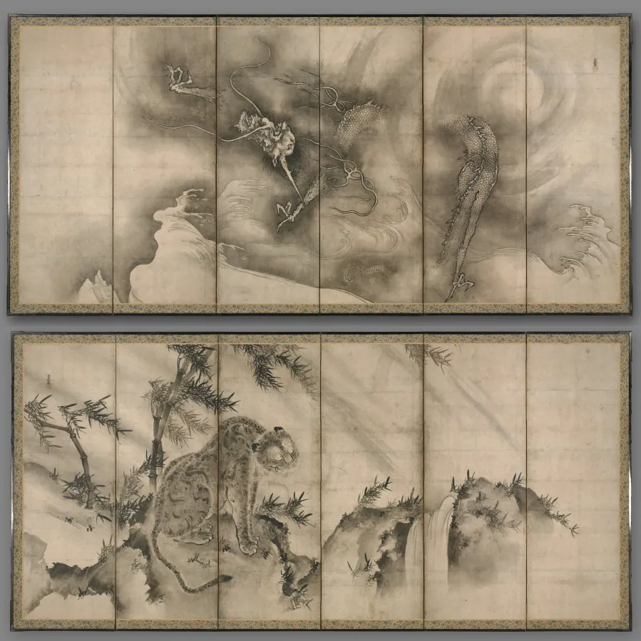 Dragon and Tiger, by Sesson Shūkei