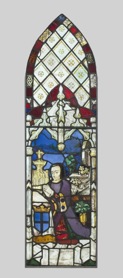 Stained Glass Panel with Female Donor, by Unknown artist