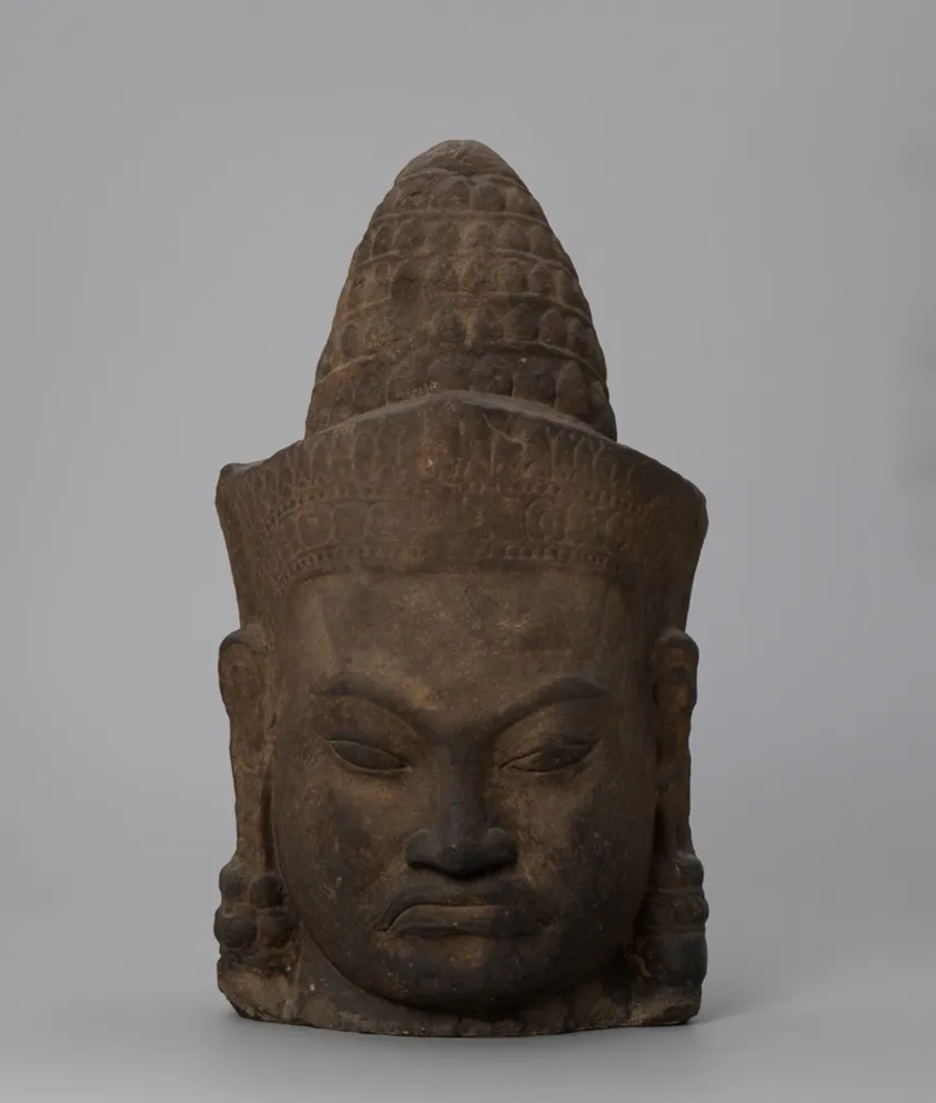 Head of a Male Deity (Deva), by Khmer