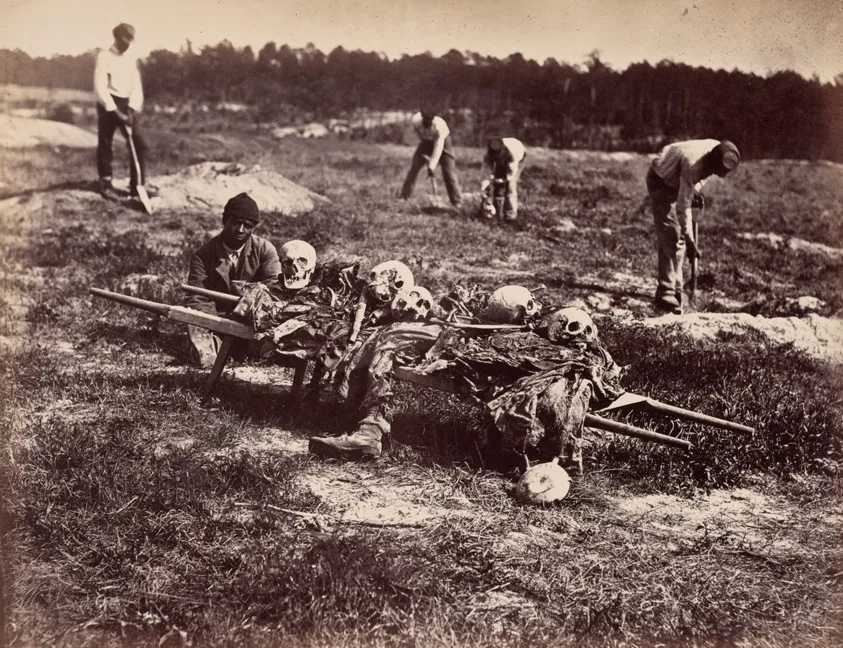 A Burial Party, Cold Harbor, Virginia, pl. 94 from the album "Gardner's Photographic Sketch Book of the War, Volume II" (1866), by John Reekie