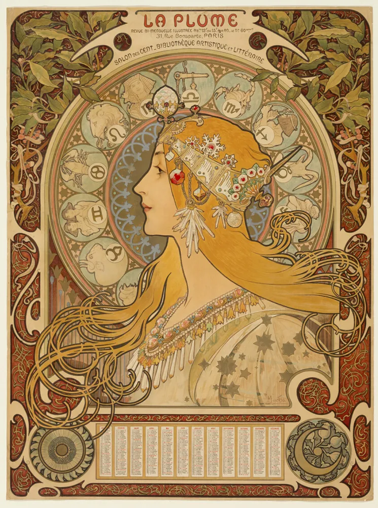 Zodiaque ("La Plume"), by Alphonse Marie Mucha