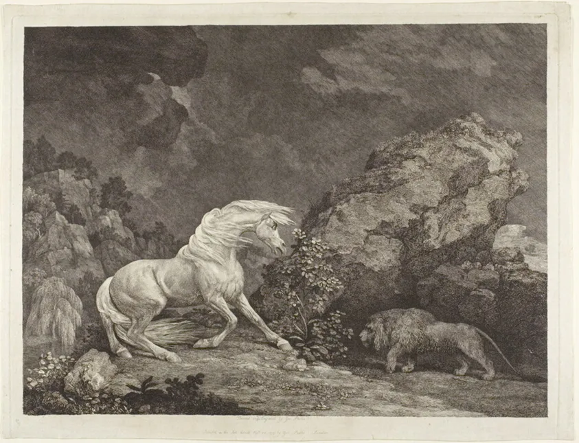 A Horse Frightened by a Lion, by George Stubbs
