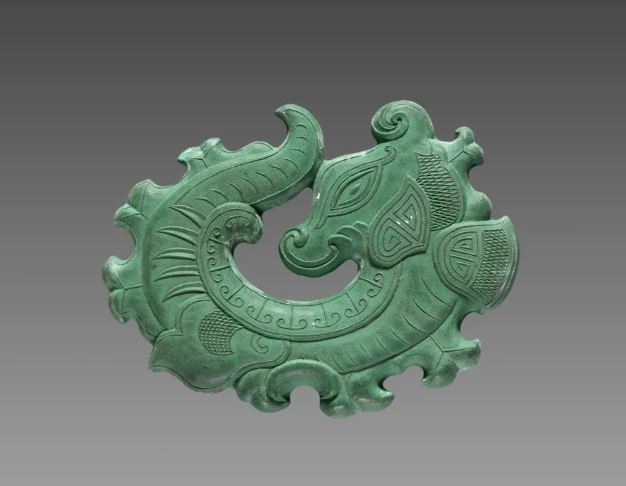 Box  with Ink Cakes:  Green Ink Cake in Shape of Coiled Dragon, by Unknown artist