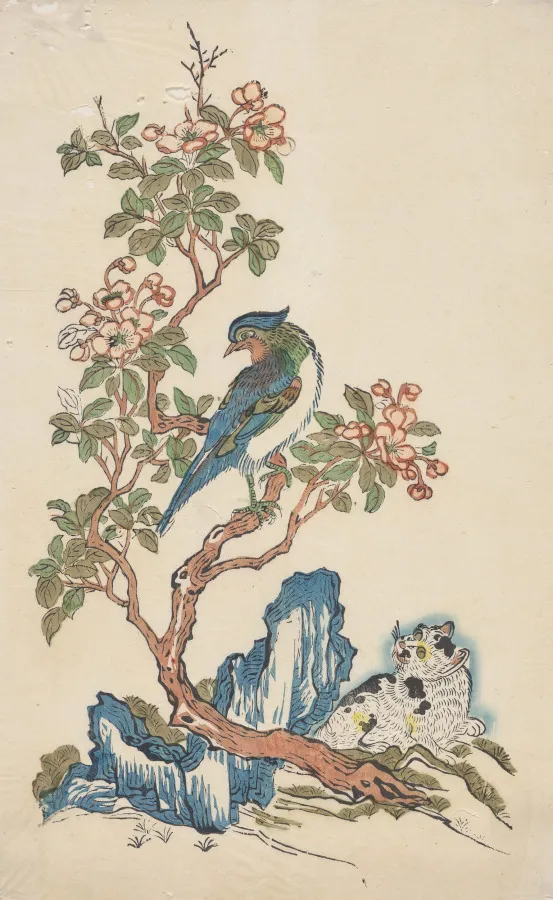 Picture of a Cat, a Bird, and a Crabapple, by Unknown artist
