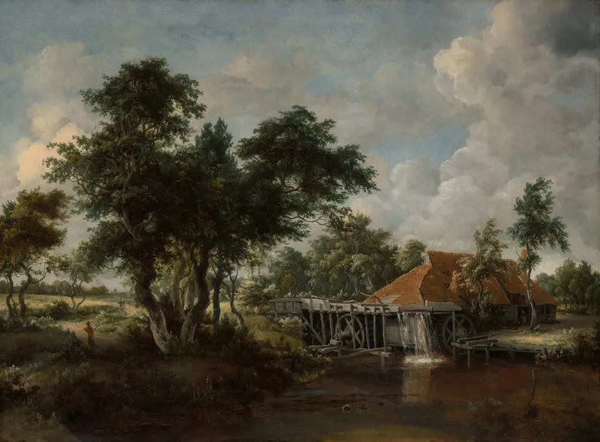 The Watermill with the Great Red Roof, by Meindert Hobbema