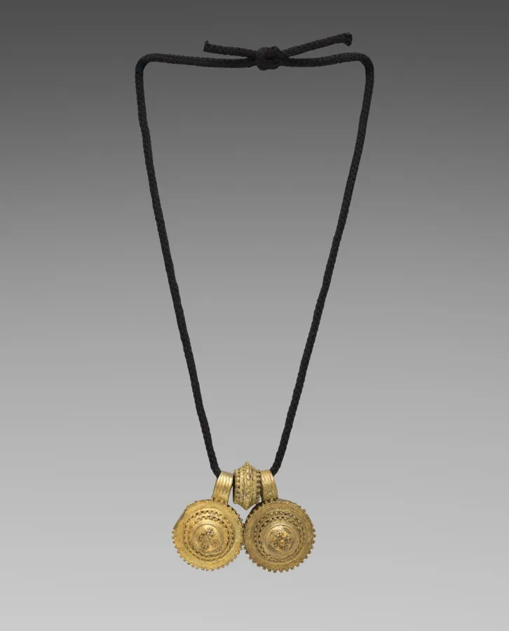 Necklace (ashän ketab) with amulet pendants (tälsäm) and bead, by Unknown artist