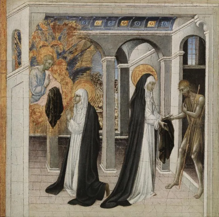 St. Catherine of Siena and the Beggar, by Giovanni di Paolo