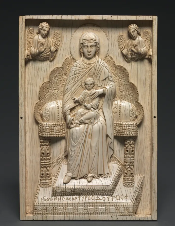 Ivory Plaque with Enthroned Mother of God ("The Stroganoff Ivory"), by Unknown artist