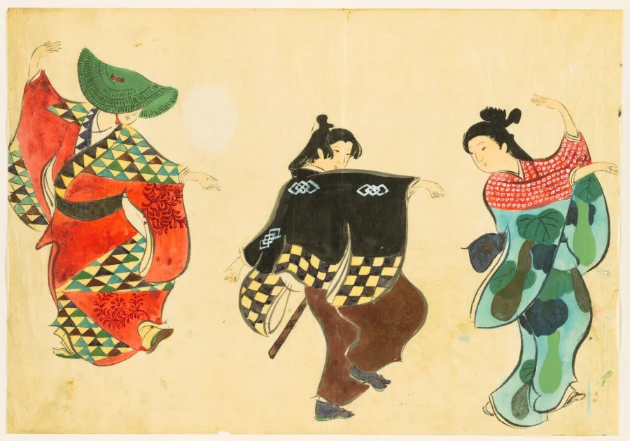 Flowers of a Hundred Worlds (Momoyogusa): Dancing (Odori), by Kamisaka Sekka