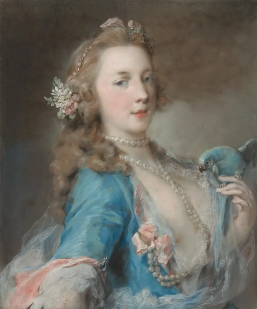 A Young Lady with a Parrot, by Rosalba Carriera