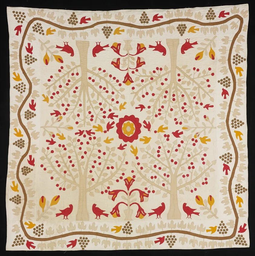 "Cherry Tree and Robin" Quilt, by Unknown artist