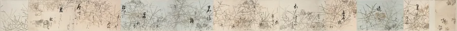 Selections from the New Collection of Japanese Poems from Ancient and Modern Times (Shinkokin wakashū) with Printed Designs of Chinese Lions and Crab Finger Grass, by Hon'ami Kōetsu