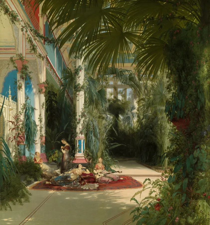 The Interior of the Palm House on the Pfaueninsel Near Potsdam, by Carl Blechen