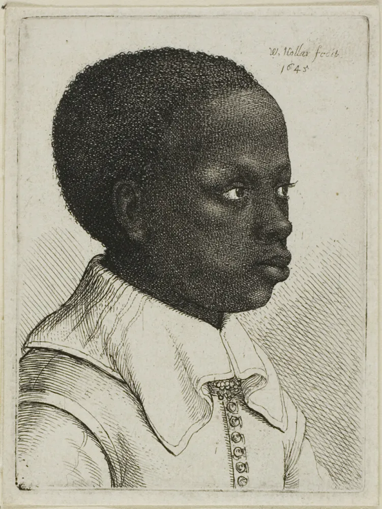 Head of a Young Black Boy in Profile to Right, by Wenceslaus Hollar