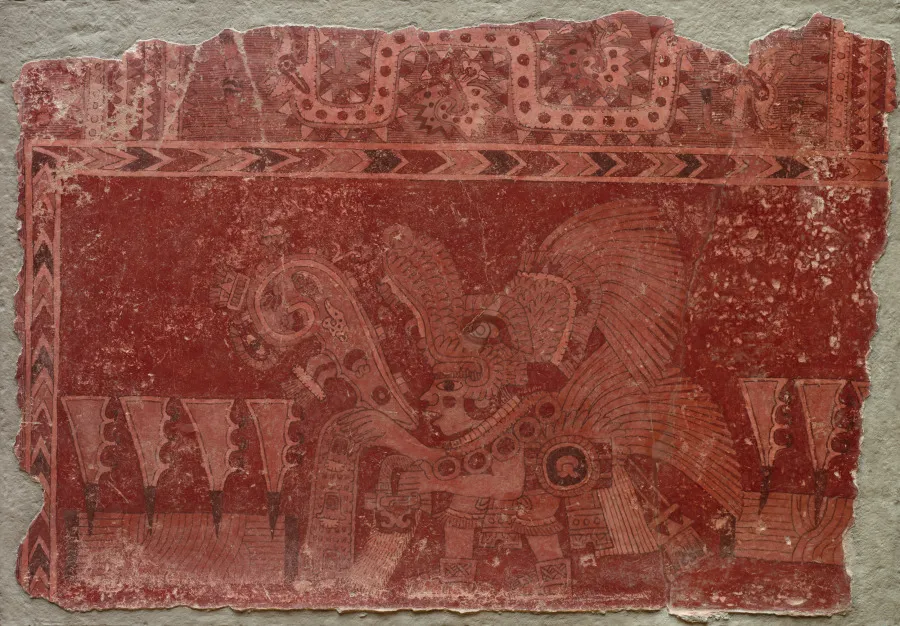 Mural Fragment with Elite Male and Maguey Cactus Leaves, by Unknown artist