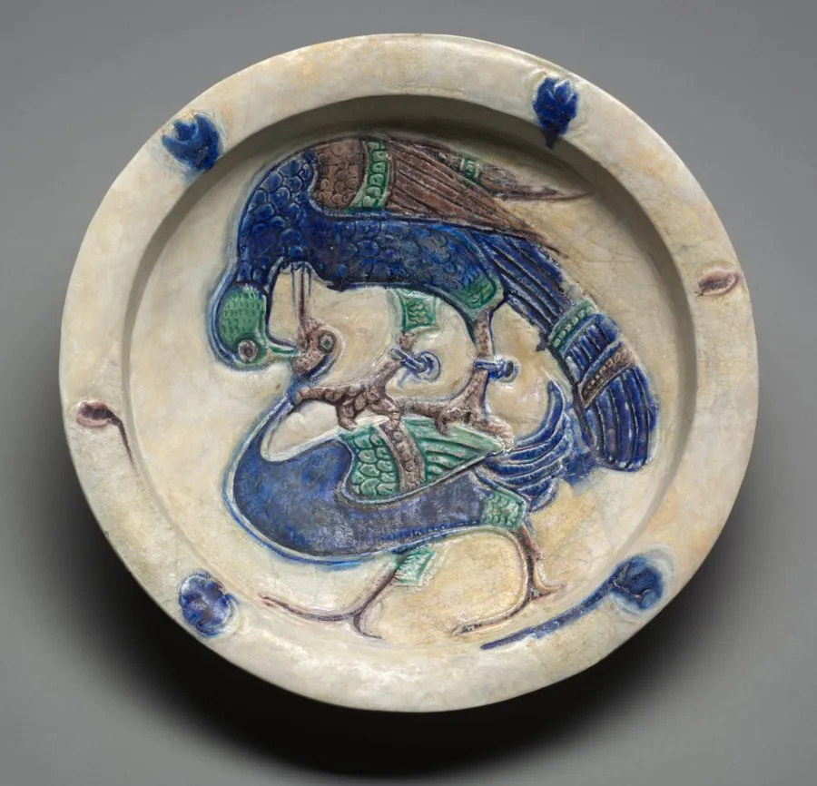 Dish with Falcon Attacking a Water Bird, by Unknown artist