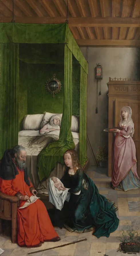 The Birth and Naming of John the Baptist, by Juan de Flandes