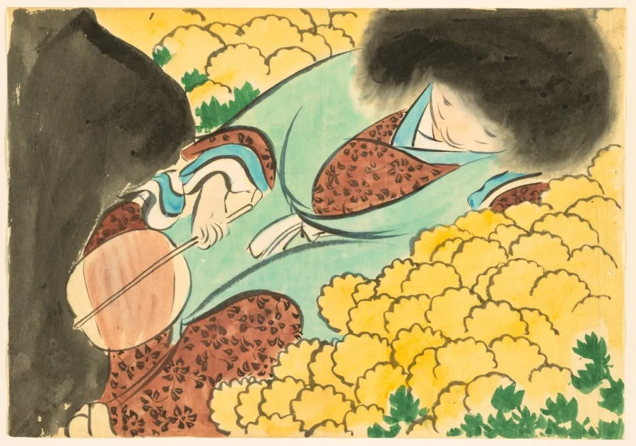 Flowers of a Hundred Worlds (Momoyogusa): Chrysanthemum Boy (Kikujidō), by Kamisaka Sekka